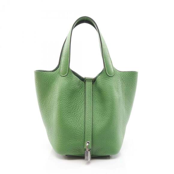 HERMES Handbags - Hermes Hermès Picotin Lock PM handbag in Taurillon Clemence leather, green fo...